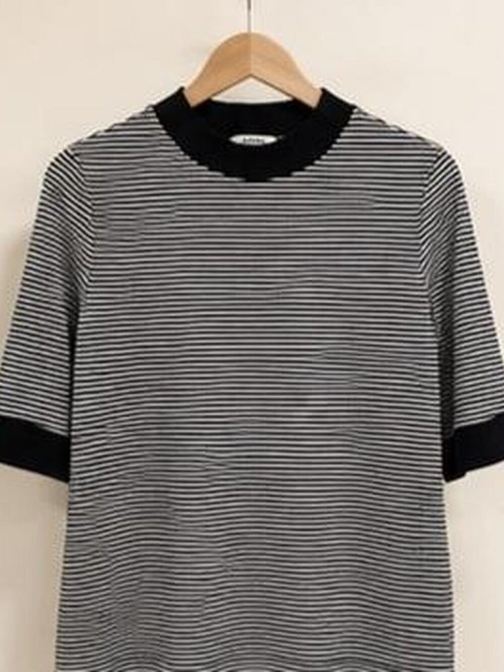 Monki Grey Black Striped Ringer Tee Crew Neck T-Shirt Y2K Basic Size M